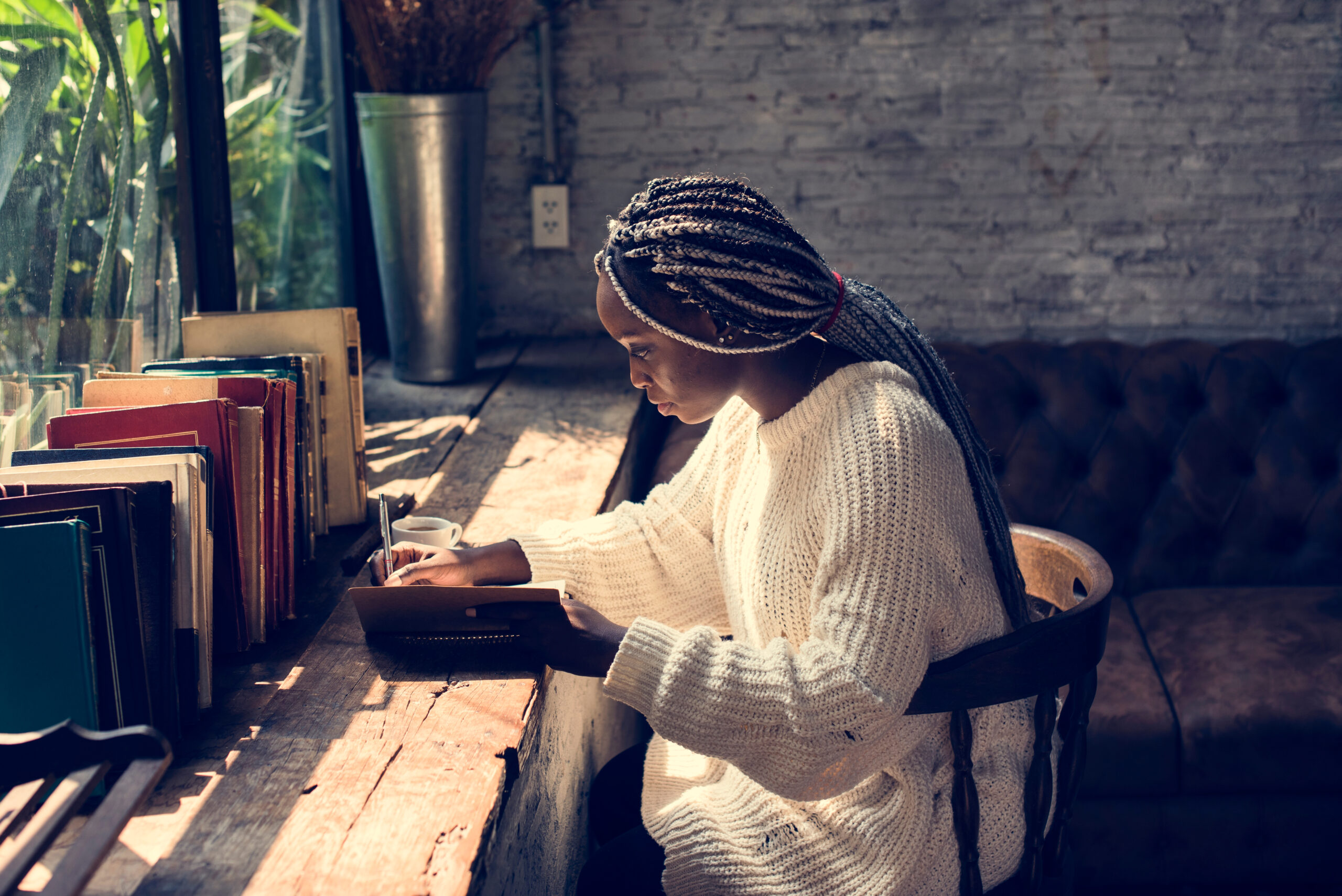 Writer at desk