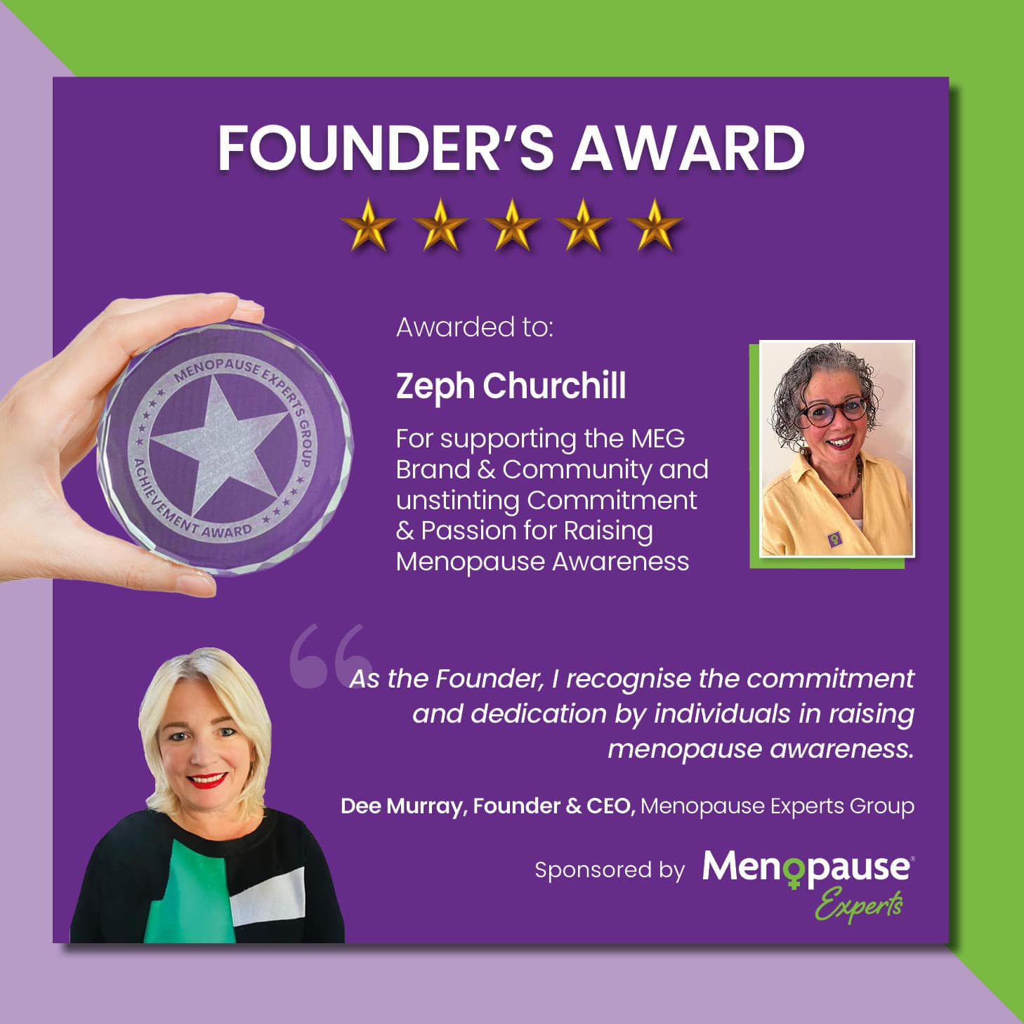 Founder’s Award To Zeph Churchill